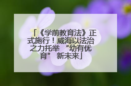 《学前教育法》正式施行！威海以法治之力托举 “幼有优育” 新未来