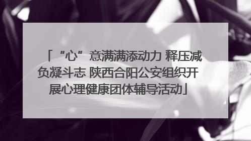“心”意满满添动力 释压减负凝斗志 陕西合阳公安组织开展心理健康团体辅导活动