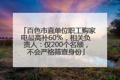 百色市直单位职工购家电最高补60％，相关负责人：仅200个名额，不会严格筛查身份