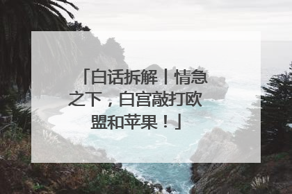 白话拆解丨情急之下，白宫敲打欧盟和苹果！