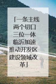 一条主线 两个切口 三位一体 临沂加速推动开发区建设领域改革
