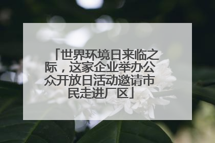 世界环境日来临之际，这家企业举办公众开放日活动邀请市民走进厂区