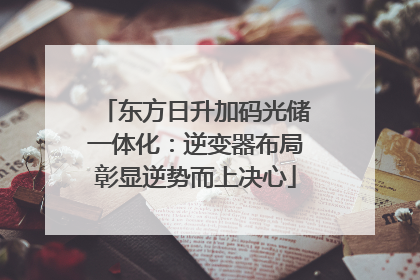 东方日升加码光储一体化：逆变器布局彰显逆势而上决心