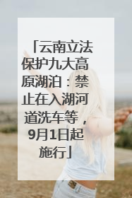 云南立法保护九大高原湖泊：禁止在入湖河道洗车等，9月1日起施行