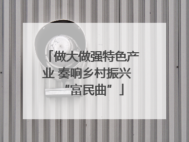 做大做强特色产业 奏响乡村振兴“富民曲”