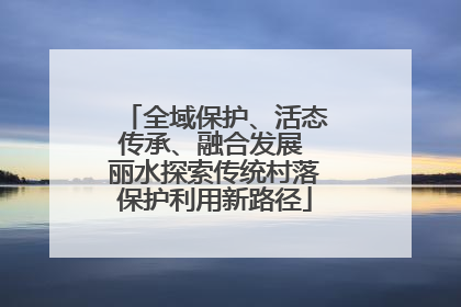 全域保护、活态传承、融合发展 丽水探索传统村落保护利用新路径