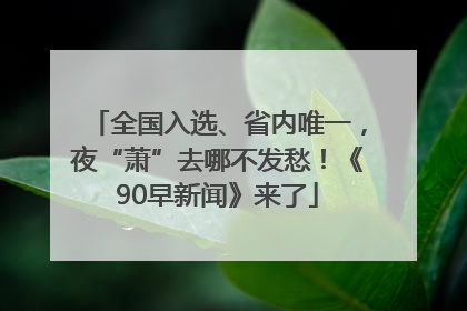 全国入选、省内唯一，夜“萧”去哪不发愁！《90早新闻》来了