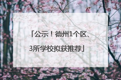 公示！德州1个区、3所学校拟获推荐