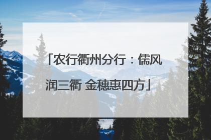农行衢州分行：儒风润三衢 金穗惠四方