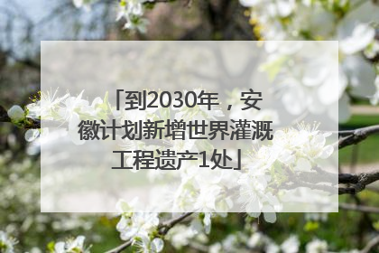 到2030年，安徽计划新增世界灌溉工程遗产1处