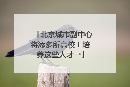 北京城市副中心将添多所高校！培养这些人才→