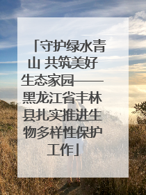 守护绿水青山 共筑美好生态家园——黑龙江省丰林县扎实推进生物多样性保护工作
