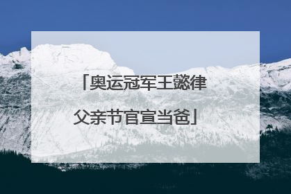 奥运冠军王懿律父亲节官宣当爸