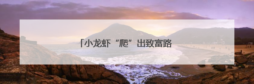 小龙虾“爬”出致富路 稻虾田“长”出金疙瘩