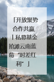开放聚势 合作共赢丨私募基金抢滩云南蓝莓“时差红利”