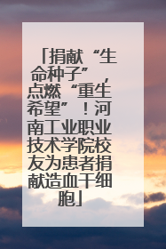 捐献“生命种子”，点燃“重生希望”！河南工业职业技术学院校友为患者捐献造血干细胞