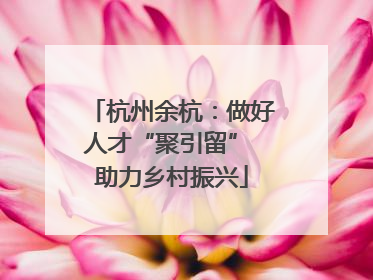 杭州余杭：做好人才“聚引留” 助力乡村振兴