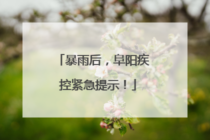 暴雨后，阜阳疾控紧急提示！