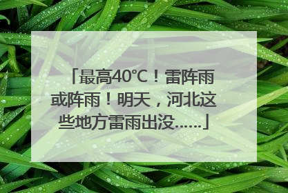 最高40℃！雷阵雨或阵雨！明天，河北这些地方雷雨出没……