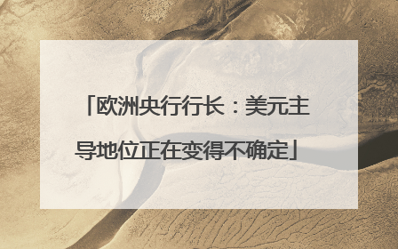 欧洲央行行长：美元主导地位正在变得不确定
