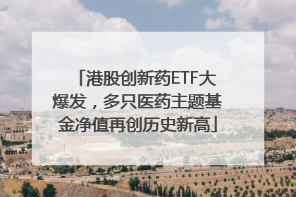 港股创新药ETF大爆发，多只医药主题基金净值再创历史新高