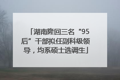 湖南隆回三名“95后”干部拟任副科级领导，均系硕士选调生