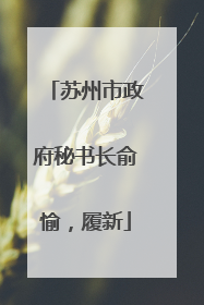 苏州市政府秘书长俞愉，履新