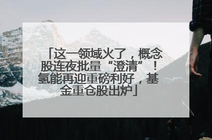 这一领域火了，概念股连夜批量“澄清”！氢能再迎重磅利好，基金重仓股出炉