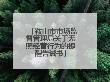 鞍山市市场监督管理局关于无照经营行为的提醒告诫书