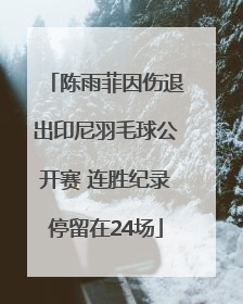 陈雨菲因伤退出印尼羽毛球公开赛 连胜纪录停留在24场
