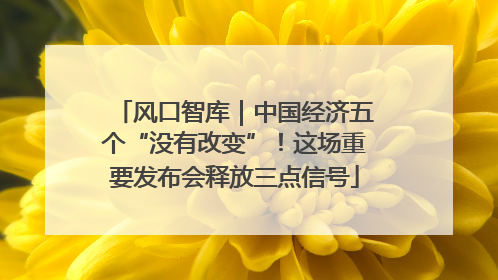 风口智库｜中国经济五个“没有改变”！这场重要发布会释放三点信号