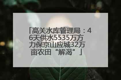 高关水库管理局：46天供水5535万方 力保京山应城32万亩农田“解渴”