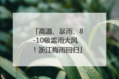高温、暴雨、8-10级雷雨大风！浙江梅雨回归