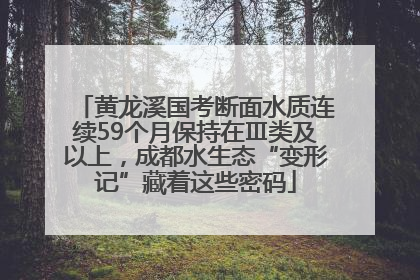 黄龙溪国考断面水质连续59个月保持在Ⅲ类及以上，成都水生态“变形记”藏着这些密码